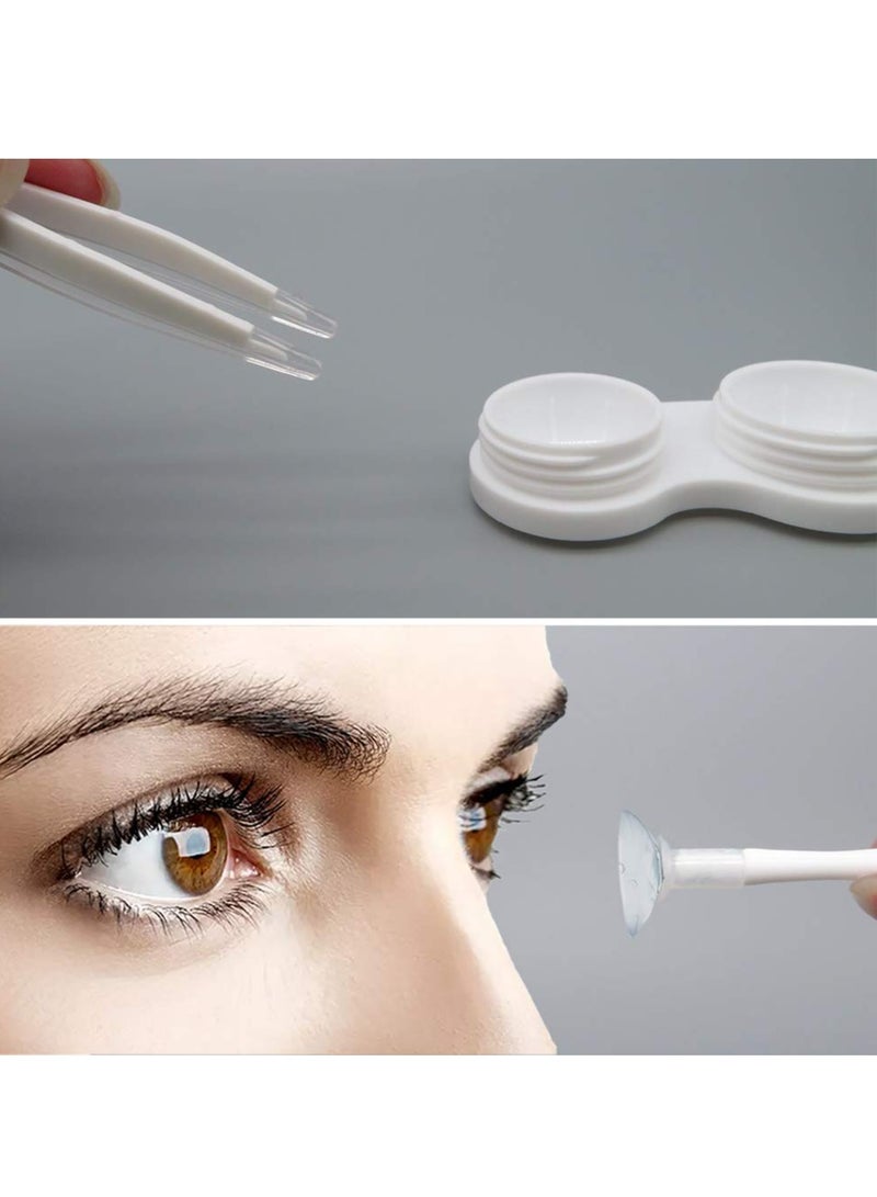 KASTWAVE Contact Lens Case, Portable Cute Eye Contacts Colored Lenses Remover Tool Kit with Mirror Tweezers Solution Bottle for Travel Daily Outdoor (Square, Rose Gold) - Image 3