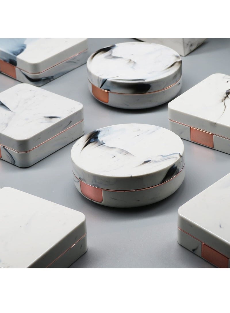 KASTWAVE Contact Lens Case, Portable Cute Eye Contacts Colored Lenses Remover Tool Kit with Mirror Tweezers Solution Bottle for Travel Daily Outdoor (Square, Rose Gold) - Image 5