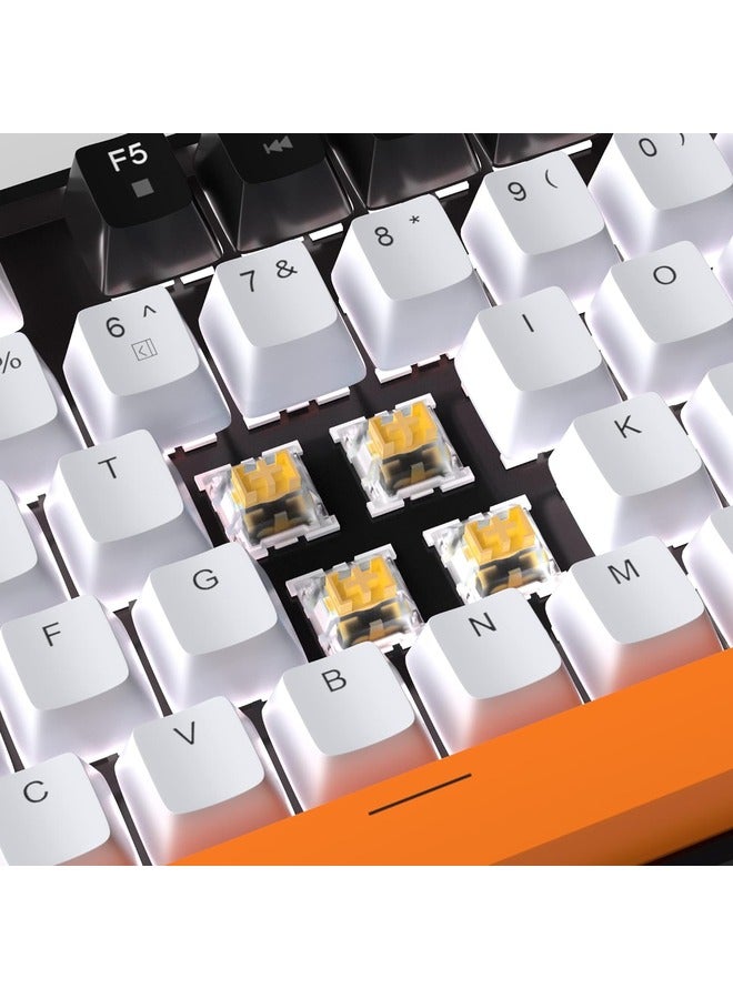 MageGee Mechanical Gaming Keyboard with Yellow Switch, LED White Backlit Keyboard, 87 Keys Compact TKL 75% Wired - White/Black - Image 2