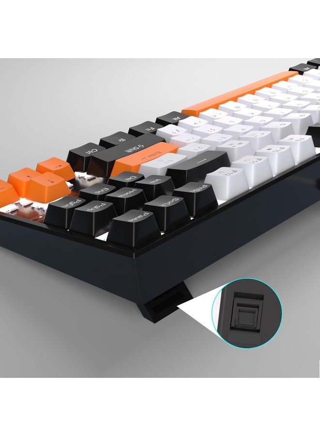 MageGee Mechanical Gaming Keyboard with Yellow Switch, LED White Backlit Keyboard, 87 Keys Compact TKL 75% Wired - White/Black - Image 4