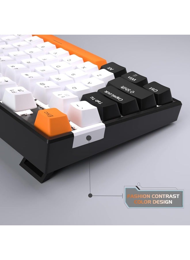 MageGee Mechanical Gaming Keyboard with Yellow Switch, LED White Backlit Keyboard, 87 Keys Compact TKL 75% Wired - White/Black - Image 5