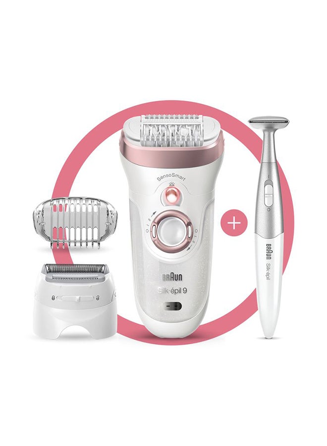 BRAUN Silk-Epil 9 SensoSmart Wet and Dry Epilator 3-in-1 Trimmer Rose Gold/White/silver - Image 2