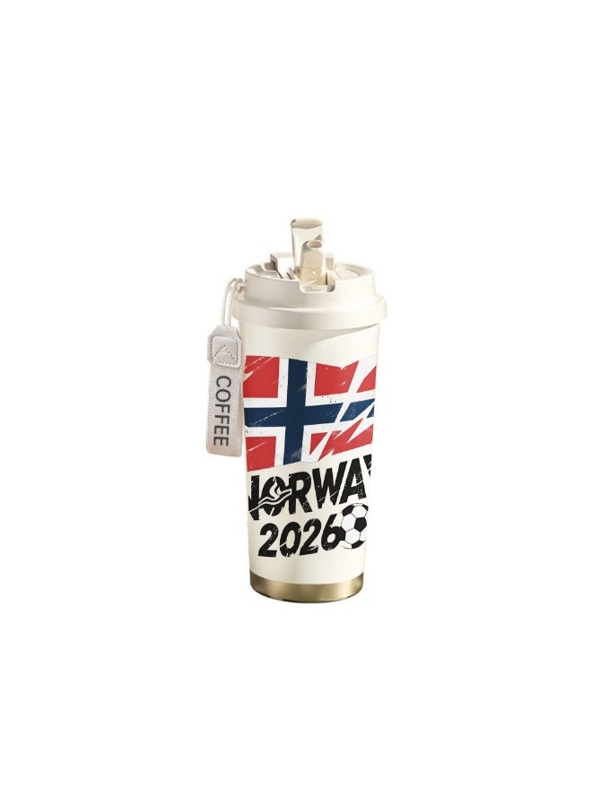 FIFA 520ml World Cup Printed Stainless Steel Insulated Water Bottle Double Wall Vacuum Thermal Flask Leakproof Cup for Hot & Cold Drinks - Image 1