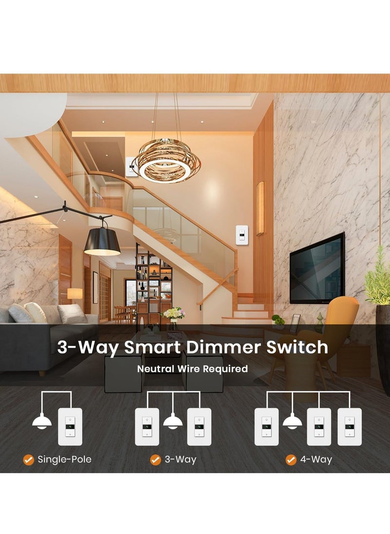 Generic - Smart Dimmer Switch 2024 New Model Digital Display Single Pole 3Way Dimmer Smart Switch Voice and Remote Control Neutral Wire Required No Hub Required  Works with Siri Alexa Google Home 2.4Ghz - Image 1