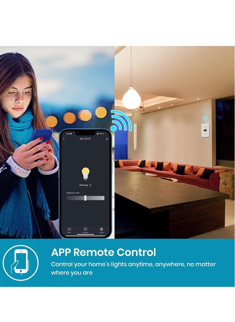 Generic - Smart Dimmer Switch 2024 New Model Digital Display Single Pole 3Way Dimmer Smart Switch Voice and Remote Control Neutral Wire Required No Hub Required  Works with Siri Alexa Google Home 2.4Ghz - Image 1