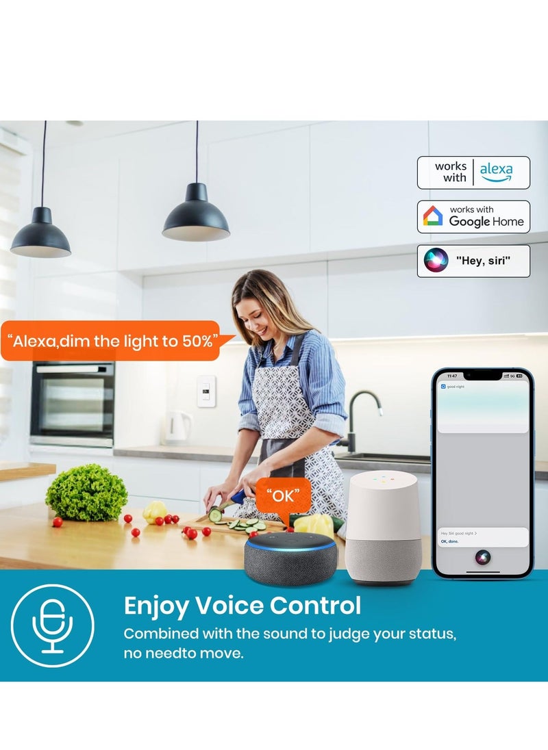 Generic - Smart Dimmer Switch 2024 New Model Digital Display Single Pole 3Way Dimmer Smart Switch Voice and Remote Control Neutral Wire Required No Hub Required  Works with Siri Alexa Google Home 2.4Ghz - Image 1