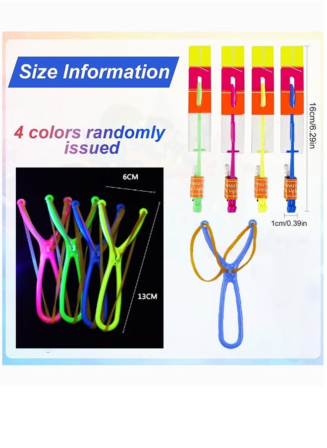 GMORO - 10pcs Led Arrow Helicopter Flying Toy Party Fun Gift Elastic Slingshot Flying Copters Birthdays Summer Day Party Favors Outdoor Game for Kids - Image 1