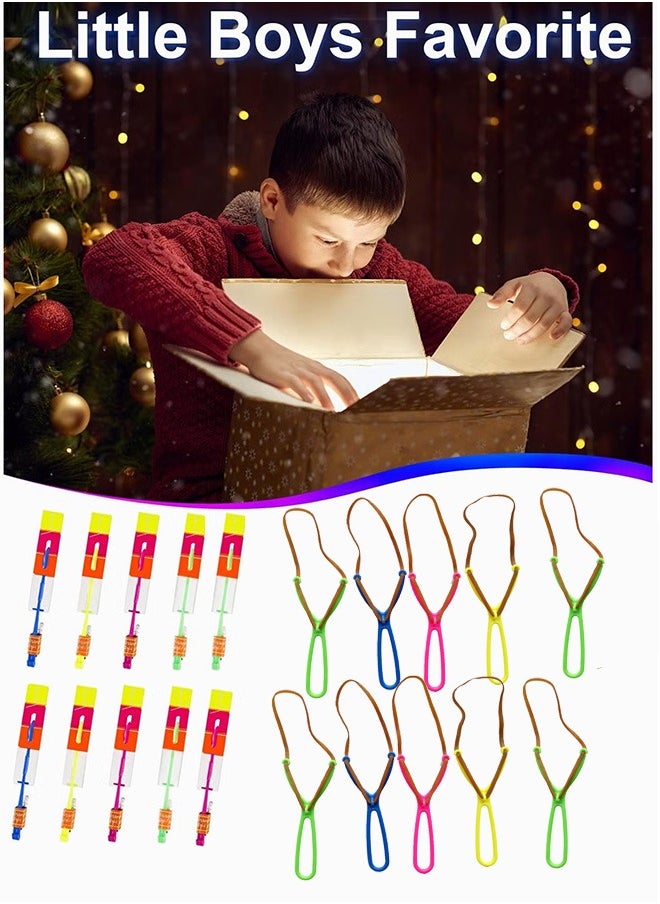 GMORO - 10pcs Led Arrow Helicopter Flying Toy Party Fun Gift Elastic Slingshot Flying Copters Birthdays Summer Day Party Favors Outdoor Game for Kids - Image 1