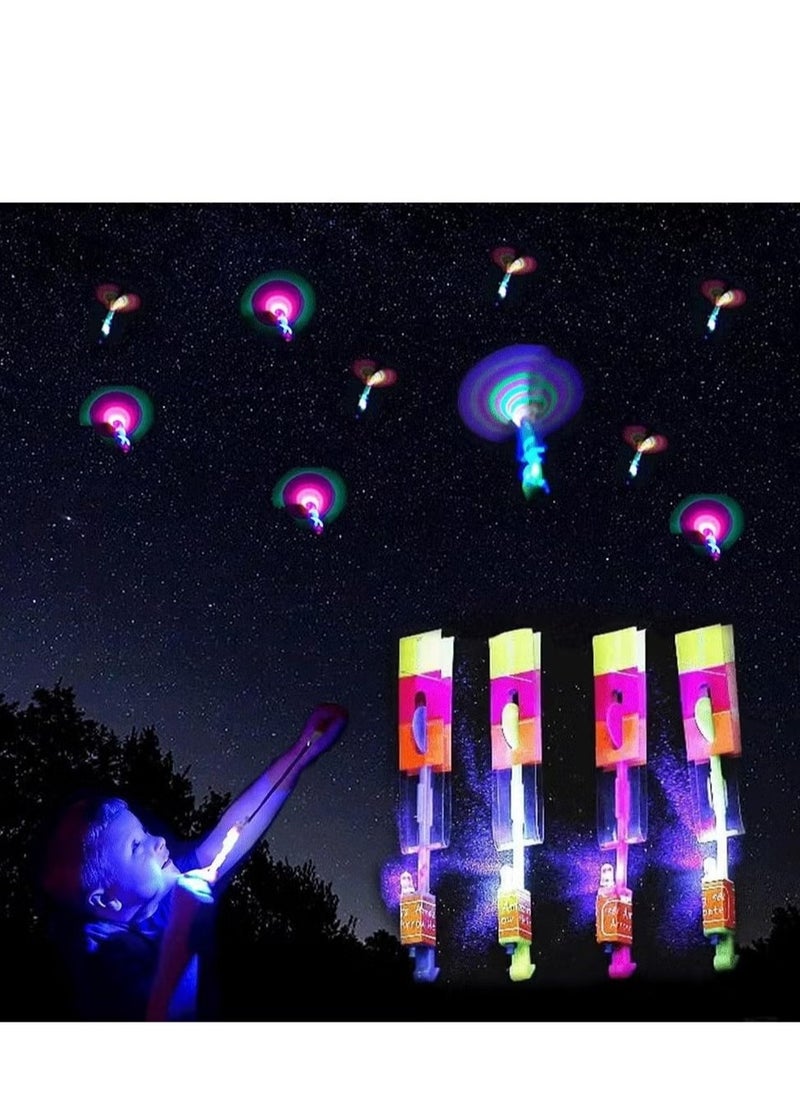 GMORO - 10pcs Led Arrow Helicopter Flying Toy Party Fun Gift Elastic Slingshot Flying Copters Birthdays Summer Day Party Favors Outdoor Game for Kids - Image 1