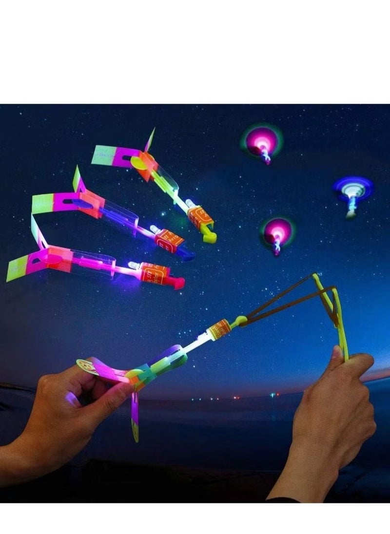 GMORO - 10pcs Led Arrow Helicopter Flying Toy Party Fun Gift Elastic Slingshot Flying Copters Birthdays Summer Day Party Favors Outdoor Game for Kids - Image 1
