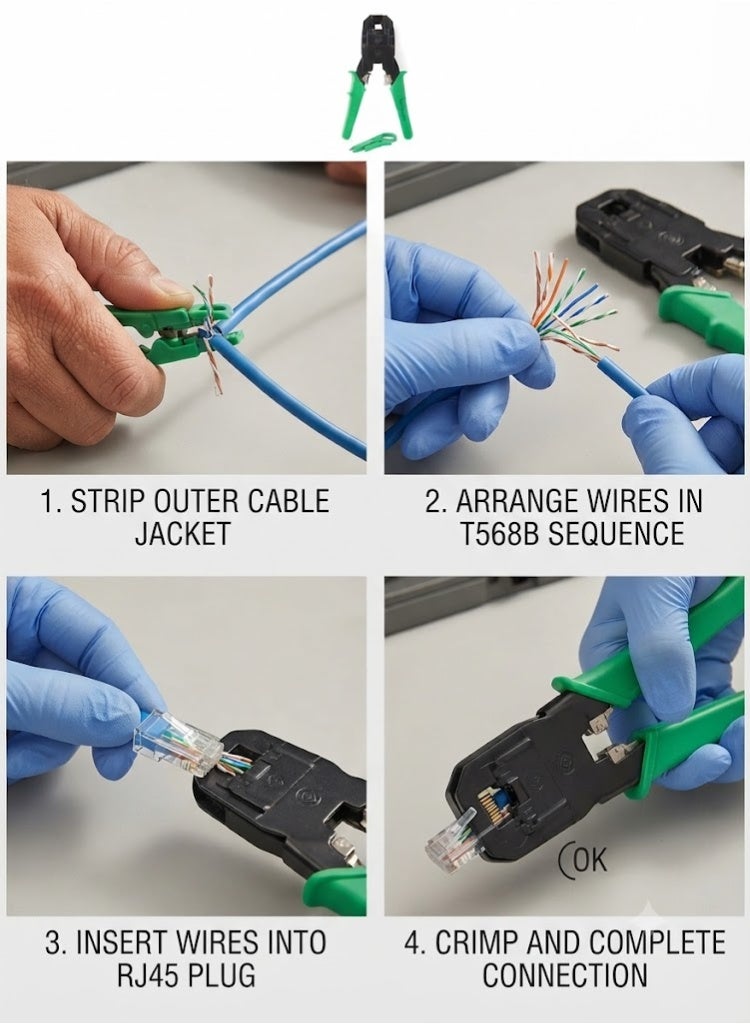 ترمينيتور أداة تجعيد شديدة التحمل 3 في 1 4P ، 6P ، 8P وقصاصة أسلاك للشبكات RJ45 RJ11 RJ12 - Image 2
