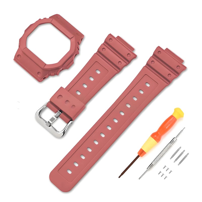 Bluejw Lionorm Sport TPU Watch Band Replacement for Casio DW-5600 G-5600E GW-M5610 – Durable Black Strap Compatible with Casioak Mod Kit, Easy to Replace the Watch Strap - Image 1