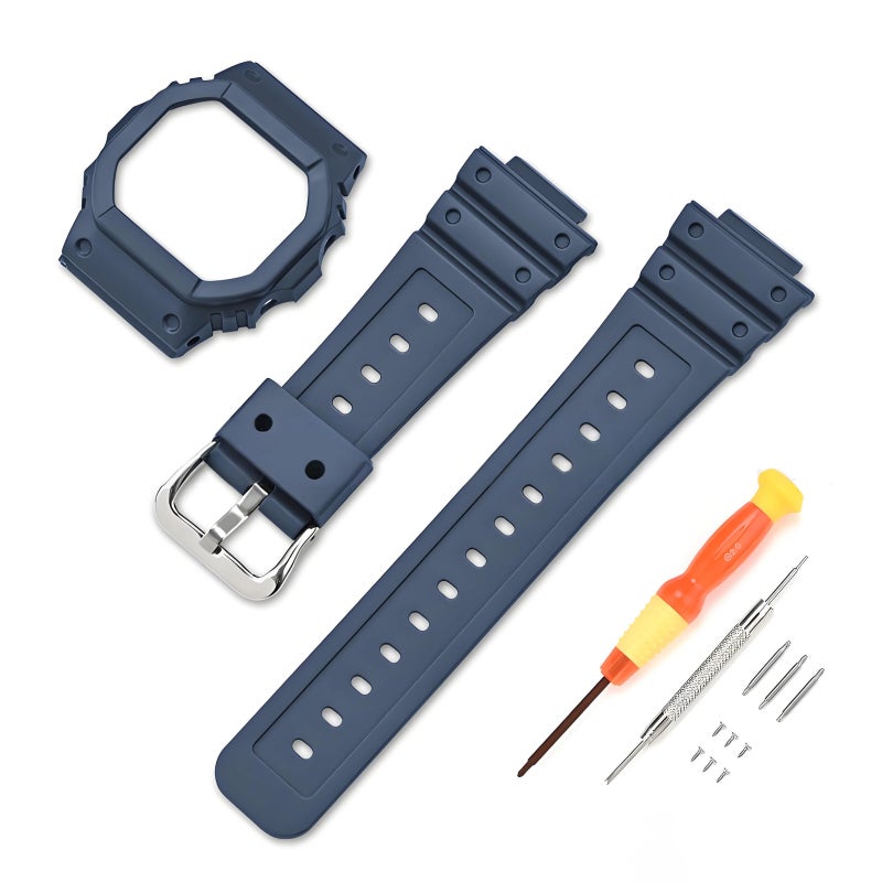 Bluejw Lionorm Sport TPU Watch Band Replacement for Casio DW-5600 G-5600E GW-M5610 – Durable Black Strap Compatible with Casioak Mod Kit, Easy to Replace the Watch Strap - Image 2