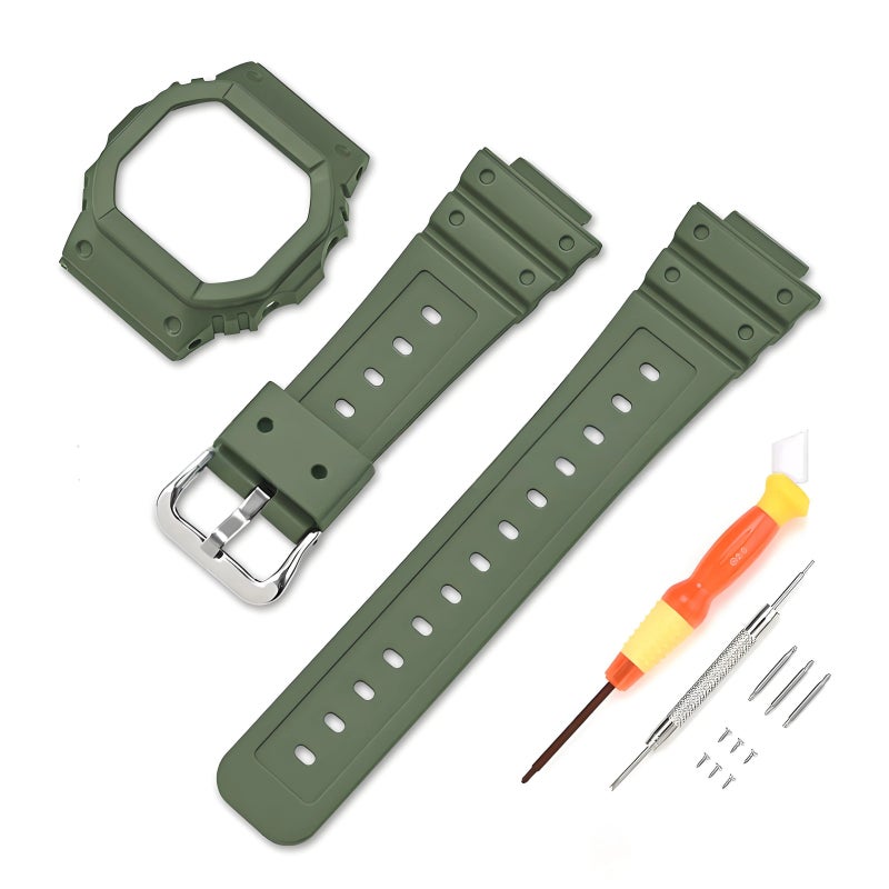 Bluejw Lionorm Sport TPU Watch Band Replacement for Casio DW-5600 G-5600E GW-M5610 – Durable Black Strap Compatible with Casioak Mod Kit, Easy to Replace the Watch Strap - Image 3