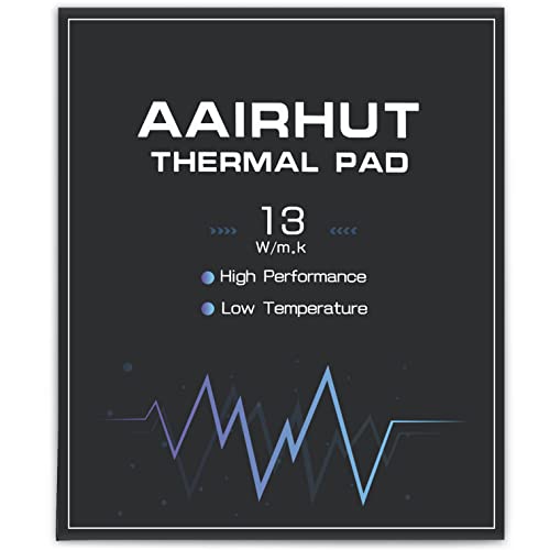 Aairhut Thermal Pad 13W/m.K, 120x120x1mm Silicone Cooling Pad GPU CPU Non-Conductive Heat Resistance Soft Sticky Cover with Dual Self-Adhesive Films for PC Laptop Heatsink/GPU/PS5/Macbook/Graphics - Image 1
