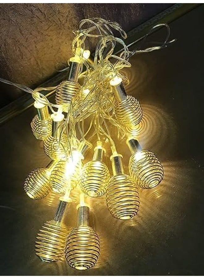زوبا فرع زينة رمضان من النحاس على شكل لمبات LED، تصميم شبكي ذهبي، إضاءة زينة للحفلات والديكور المنزلي، مع نمط قطرات الماء المضيئة - Image 1