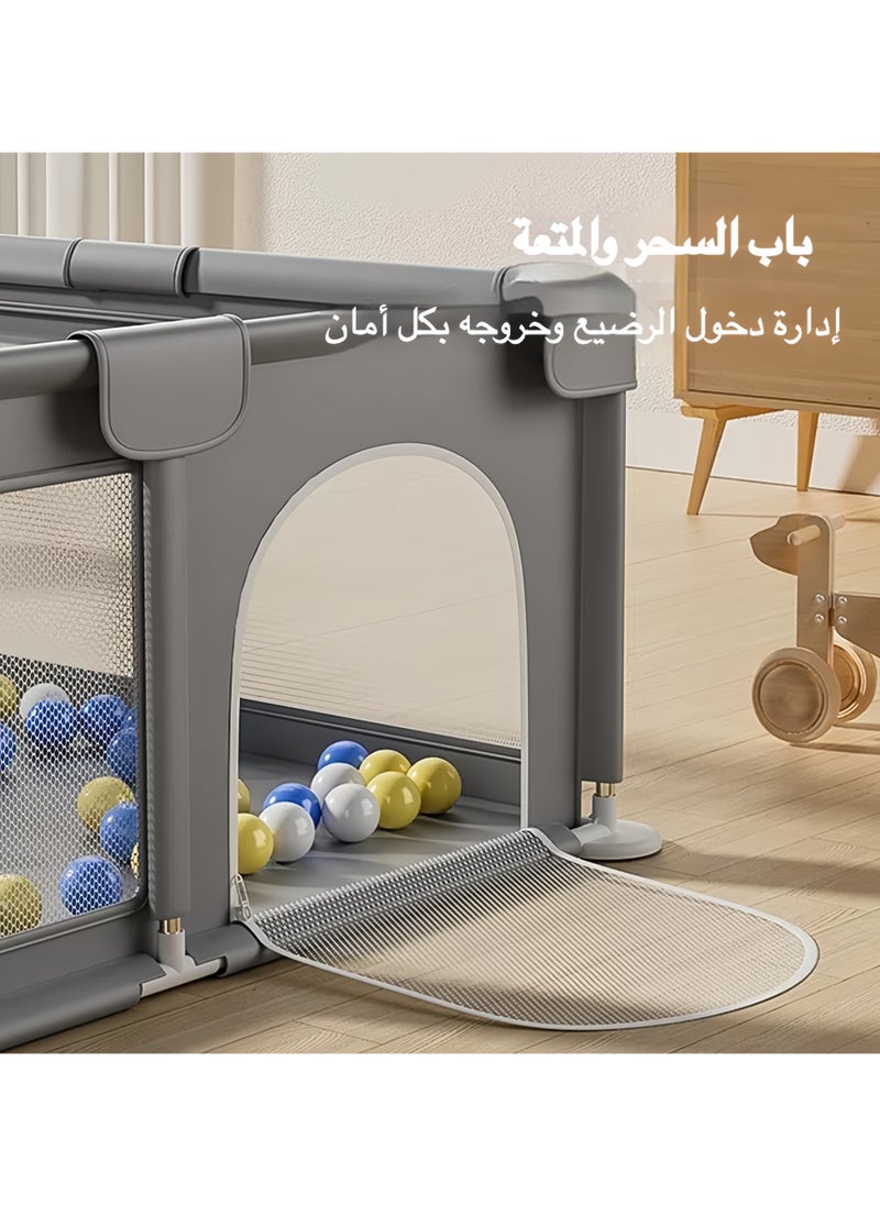 آسي بلاي حاجز لعب للأطفال بمساحة واسعة، شبكة قابلة للتنفس، إطار فولاذي متين، باب بسحاب، آمن ومناسب للاستخدام الداخلي والخارجي  - Image 4
