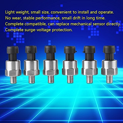 Hilitand Pressure Transducer 100 PSI 1/8" NPT Thread Stainless Steel Pressure Transducer Sender Sensor for Oil Fuel Air Water 100PSI - Image 4