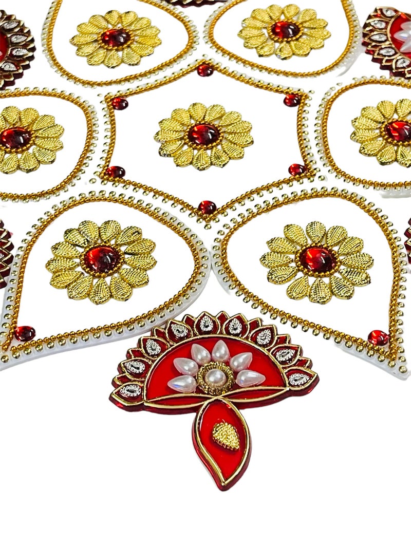 Krisah Acrylic Rangoli Handicraft Jewel Stone Decorations (Small) (White) - Image 2
