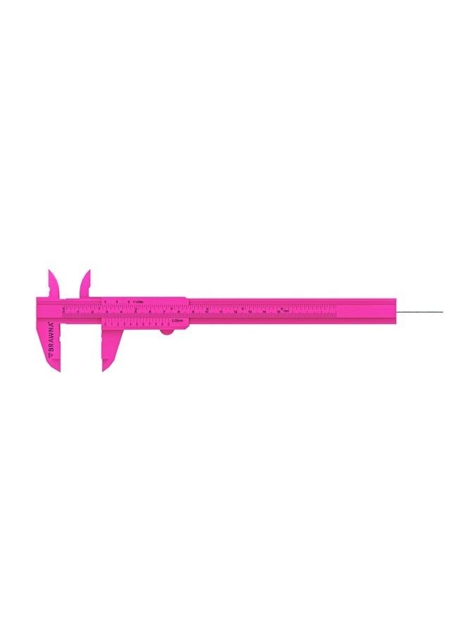 1 Pc Brow Pro Measuring Tool with 1 Eyebrow Ruler Sticker - Double Scale Eyebrow Ruler for Microblading - Eyebrow Mapping - Caliper Vernier - PMU Supplies - Eyebrow Calipers Ruler Plastic- Pink