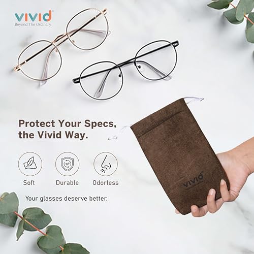 Vivid Unisex Adult Pack of 2 Soft Microfiber Velvet Pouch for Sunglasses & Eyeglasses – Multipurpose Case for Spectacles, Earphones, Makeup & Accessories | Closure – Dori | TT-FL -Brown-Blue - Image 2