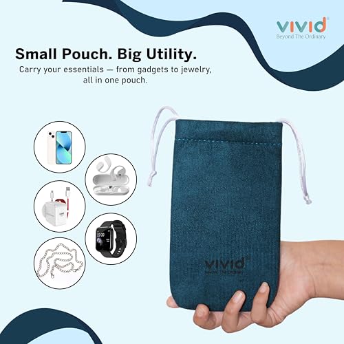 Vivid Unisex Adult Pack of 2 Soft Microfiber Velvet Pouch for Sunglasses & Eyeglasses – Multipurpose Case for Spectacles, Earphones, Makeup & Accessories | Closure – Dori | TT-FL -Brown-Blue - Image 4