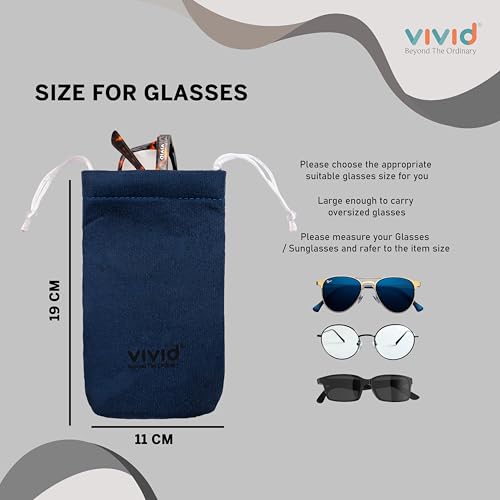 Vivid Unisex Adult Pack of 2 Soft Microfiber Velvet Pouch for Sunglasses & Eyeglasses – Multipurpose Case for Spectacles, Earphones, Makeup & Accessories | Closure – Dori | TT-FL -Brown-Blue - Image 3