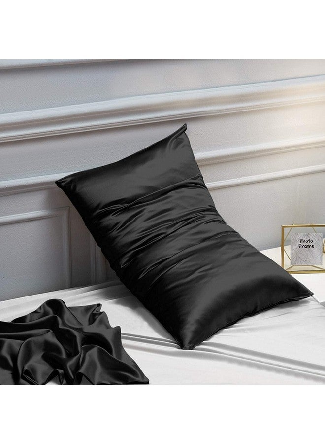 NTBAY 2 Pack Satin Standard Pillowcases for Hair and Skin, Luxurious and Silky Pillow Cases with Envelope Closure, 20x26 Inches, Black - Image 5