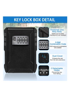 SYOSI Large Capacity Key Lock Box, Sturdy Waterproof Wall Mount Security Lockbox for House, Garage, Office, Warehouse, Outdoor Key Hider with Code, Secure Storage for Keys  - Image 3