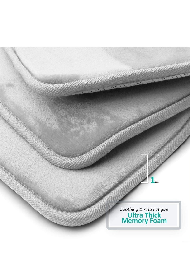 MIXDE - Bathroom Rugs, Velvet Memory Foam Bath Mat, Non-Slip Bath Rugs, Machine Wash, Dries Quickly, Ultra Soft Plush Bath Mats for Bathroom, 3 Piece Set (Gray) - Image 1