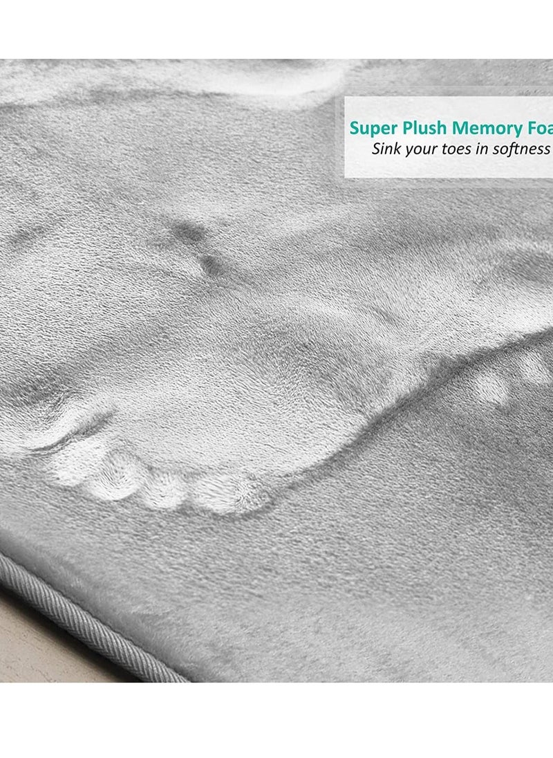 MIXDE - Bathroom Rugs, Velvet Memory Foam Bath Mat, Non-Slip Bath Rugs, Machine Wash, Dries Quickly, Ultra Soft Plush Bath Mats for Bathroom, 3 Piece Set (Gray) - Image 1