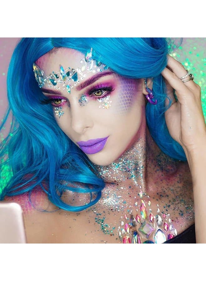 iMethod Face Jewels - Face Gems , Mermaid Face Jewels Stick On, Rave Accessories for Mardi Gras Costumes & Coachella Clothes, 6 Pcs - Image 5