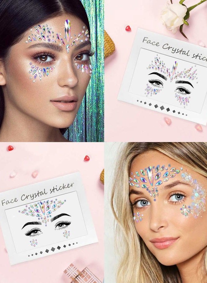 iMethod Face Jewels - Face Gems , Mermaid Face Jewels Stick On, Rave Accessories for Mardi Gras Costumes & Coachella Clothes, 6 Pcs - Image 3