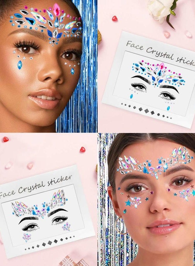 iMethod Face Jewels - Face Gems , Mermaid Face Jewels Stick On, Rave Accessories for Mardi Gras Costumes & Coachella Clothes, 6 Pcs - Image 2