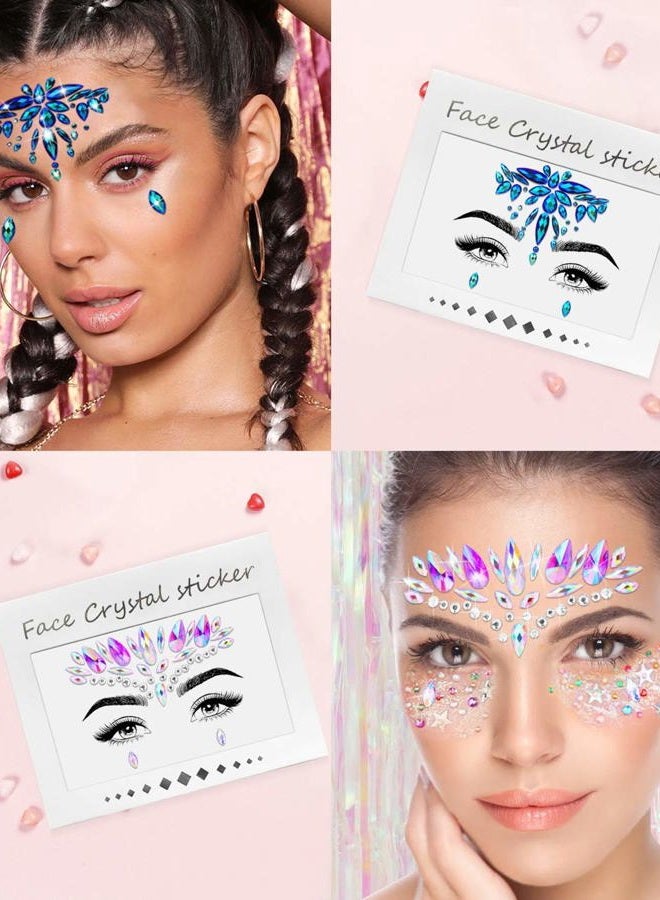 iMethod Face Jewels - Face Gems , Mermaid Face Jewels Stick On, Rave Accessories for Mardi Gras Costumes & Coachella Clothes, 6 Pcs - Image 4