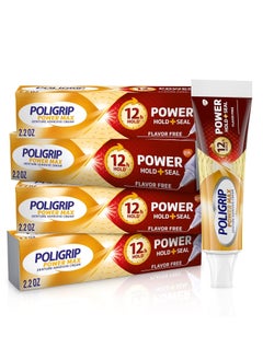 Poligrip Super Poligrip Power Max Power Hold plus Seal Denture Adhesive Cream, Denture Cream for Secure Hold and Food Seal, Flavor Free - 2.2 oz (Pack of 4)  - Image 1