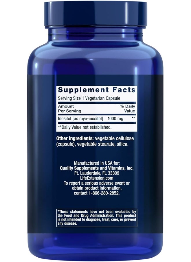 Life Extension Inositol Caps – 1000 mg - Gluten-Free, Non-GMO, Vegetarian - 360 Vegetarian Capsules