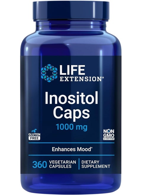 Life Extension Inositol Caps – 1000 mg - Gluten-Free, Non-GMO, Vegetarian - 360 Vegetarian Capsules