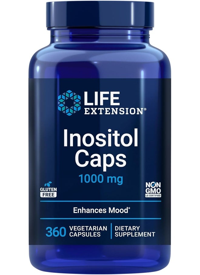 Life Extension Inositol Caps – 1000 mg - Gluten-Free, Non-GMO, Vegetarian - 360 Vegetarian Capsules