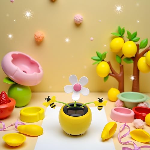 SquarezhenBo Apple Blossom Solar Dancing Flower Sunflower Toy Figurines Ornament Car Swinging Decoration Windowsill Honey Bee Swing Toys and Games - Image 4