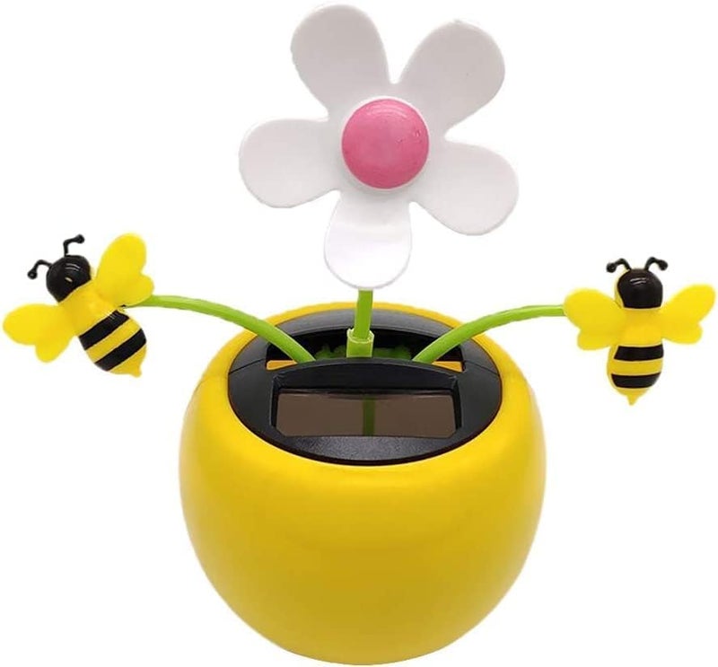 SquarezhenBo Apple Blossom Solar Dancing Flower Sunflower Toy Figurines Ornament Car Swinging Decoration Windowsill Honey Bee Swing Toys and Games - Image 1