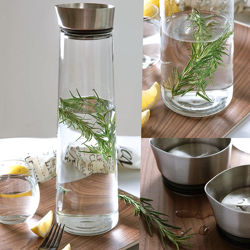 Creative Nordic Glass Cold Water Kettle Household Large Capacity Straight Danish Pot Stainless Steel Lid Cool White Open Beverage Pot - Image 3