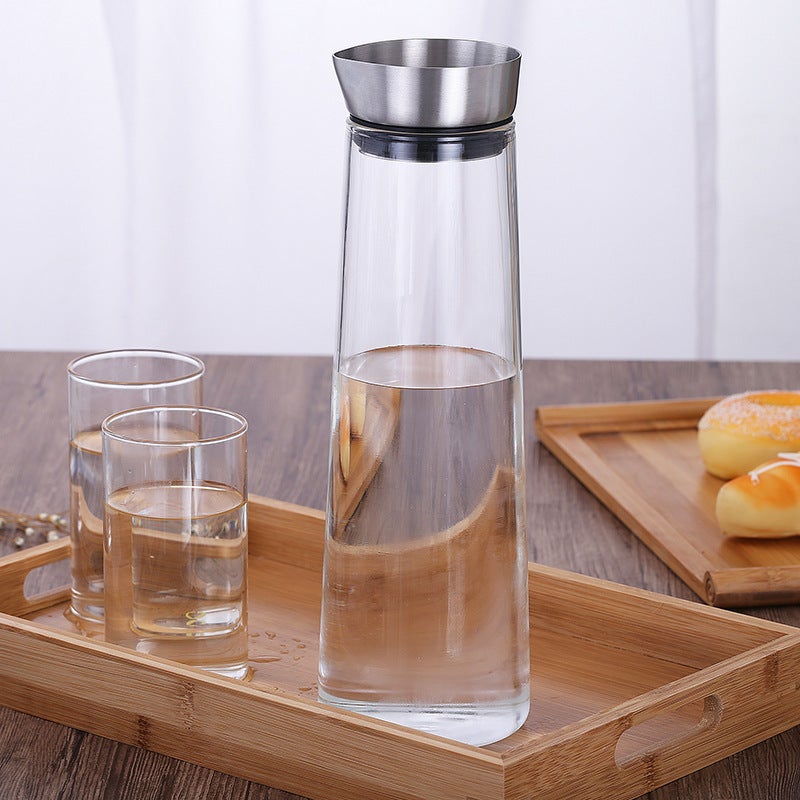 Creative Nordic Glass Cold Water Kettle Household Large Capacity Straight Danish Pot Stainless Steel Lid Cool White Open Beverage Pot - Image 4