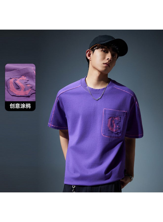 Cabbeen Short Sleeve Men's T-shirt Creative Graffiti Logo Casual Summer Short Sleeve T-shirt Men's Wear - Image 2
