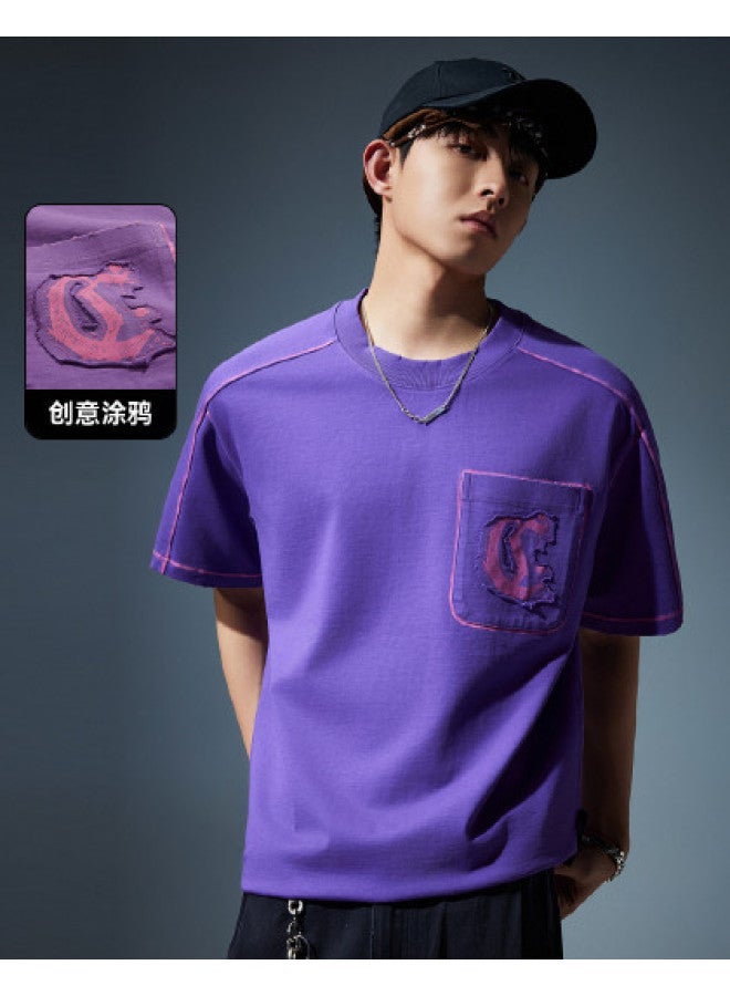 Cabbeen Short Sleeve Men's T-shirt Creative Graffiti Logo Casual Summer Short Sleeve T-shirt Men's Wear - Image 1