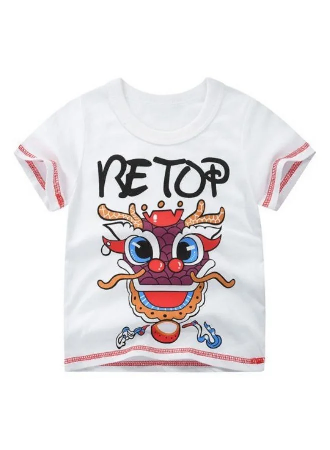 YUNIQEE White Printed Short Sleeve Crew Neck T-Shirt
