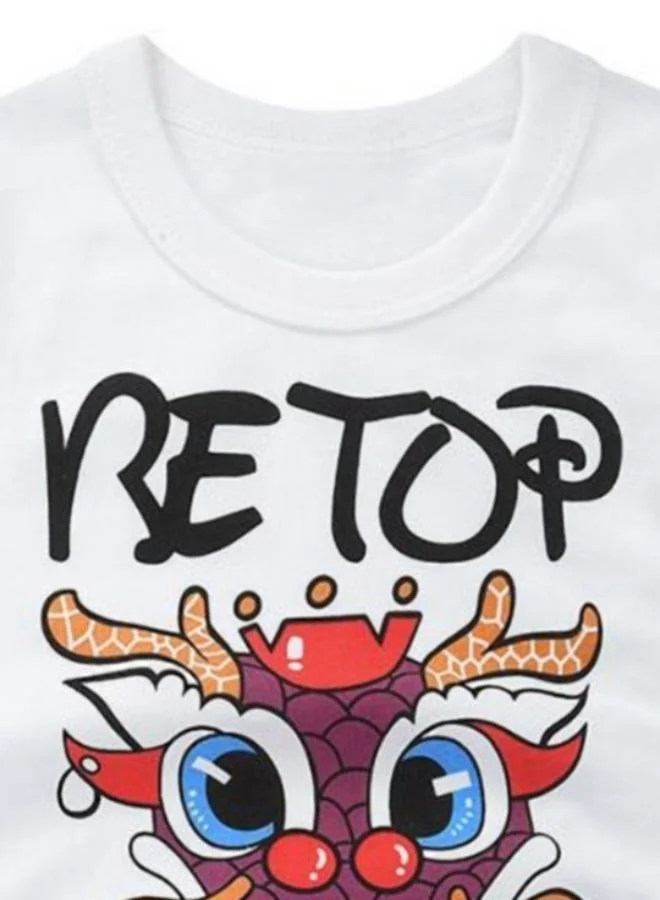 YUNIQEE White Printed Short Sleeve Crew Neck T-Shirt
