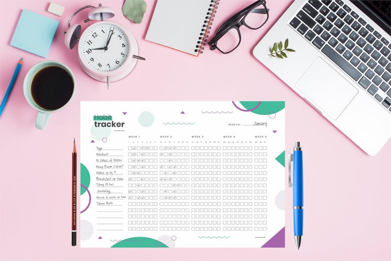 Kelenate® (Rectangle) Habit Tracker Calendar - Inspirational Habit Journal - 12 Sheets Daily Habit Tracker Journal and Goal Board - Motivational Goal Journal - Great Tool For Productivity And Workout (Design-27) - Image 4
