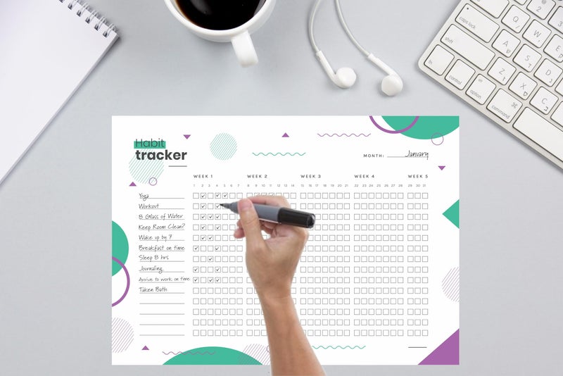 Kelenate® (Rectangle) Habit Tracker Calendar - Inspirational Habit Journal - 12 Sheets Daily Habit Tracker Journal and Goal Board - Motivational Goal Journal - Great Tool For Productivity And Workout (Design-27) - Image 2