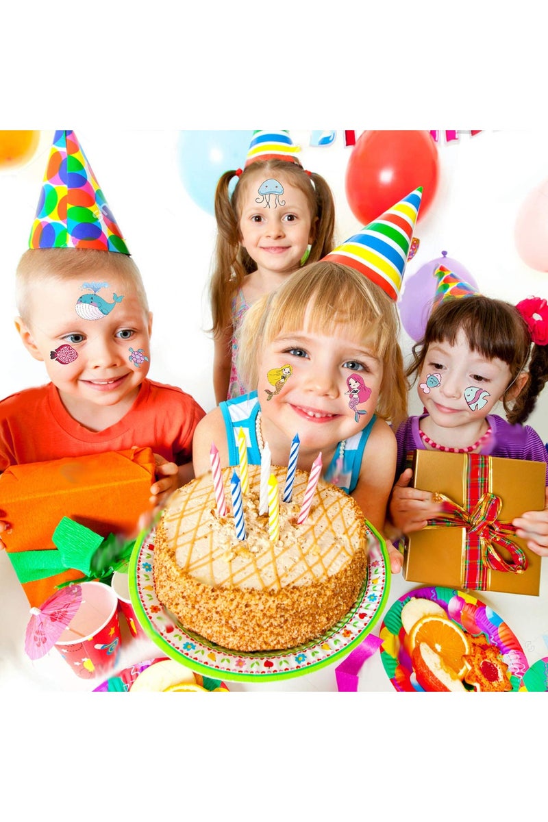 قوس قزح أورينبو 12 ورقة و200 نمط وشم مؤقت بموضوع المحيط للأطفال شاطئ حمام سباحة تحت البحر لوازم حفلات أعياد الميلاد هدايا ملصقات الوشم حورية البحر قرش سمكة استوائية حوت للأولاد والبنات - Image 5